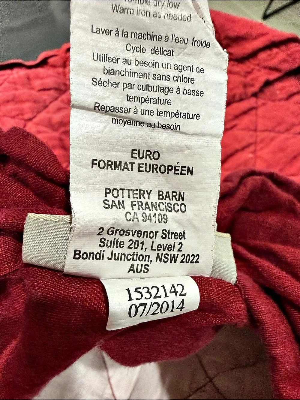 Pottery Barn Quilted Red Throw with two matching Euro shams